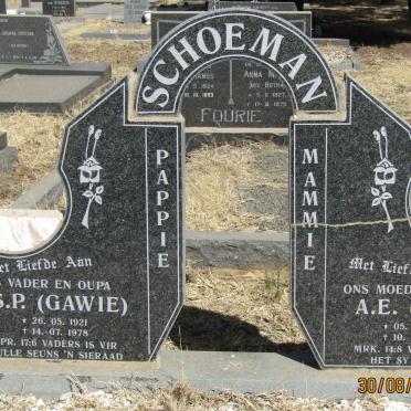 SCHOEMAN G.S.P. 1921-1978 &amp; A.E. 1922-1988