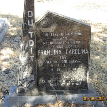 TOIT Francina Carolina, du nee VAN DEN HEEVER 1938-1981