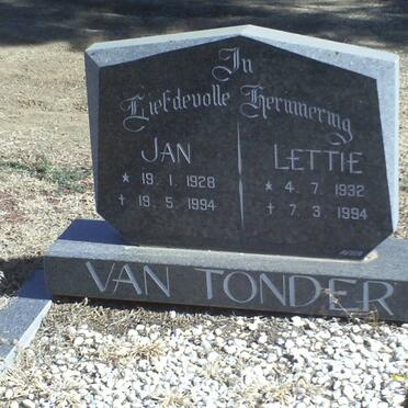 TONDER Jan, van 1928-1994 &amp; Lettie 1932-1994