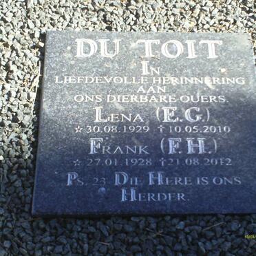TOIT F.H, du 1928-2012 &amp; E.G. 1929-2010