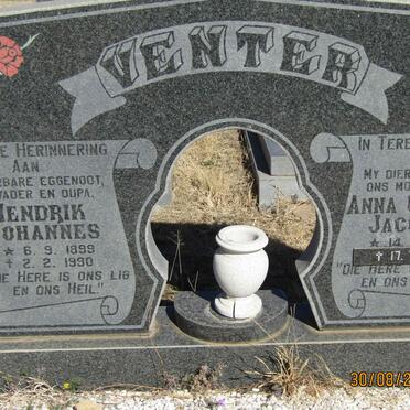VENTER Hendrik Johannes 1899-1990 &amp; Anna Cornelia Jacomina 1923-2006