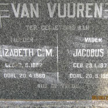 VUUREN Jacobus C., van 1877-1959 &amp; Elizabeth G.M. 1882-1960
