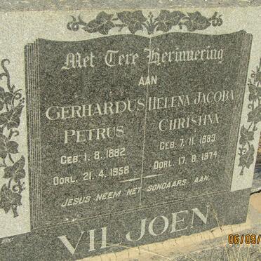 VILJOEN Gerhardus Petrus 1882-1958 &amp; Helena Jacoba Christina 1883-1974