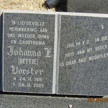 VORSTER Johannes J. 1909-1972 &amp; Johanna E. 1915-2005