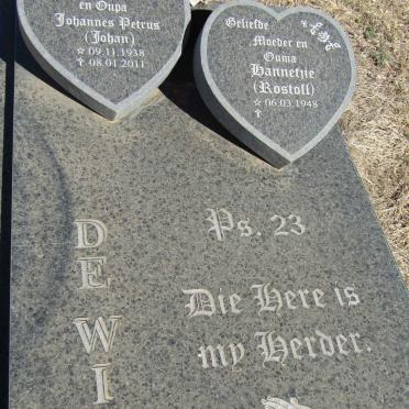 WITT Johannes Petrus, de 1938-2011 &amp; Hannetjie ROSTOLL 1948-