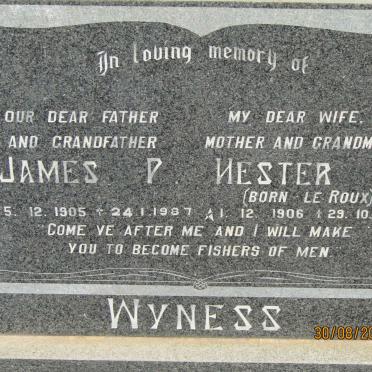 WYNESS James P. 1905-1987 &amp; Hester H. LE ROUX 1906-1984