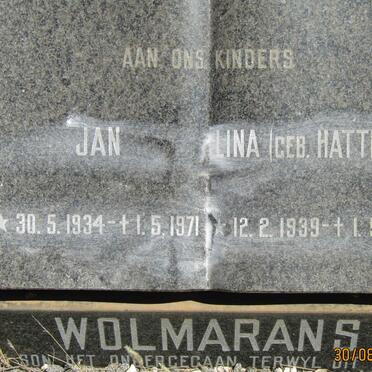 WOLMARANS Jan 1934-1971 &amp; Lina HATTINGH 1939-1971