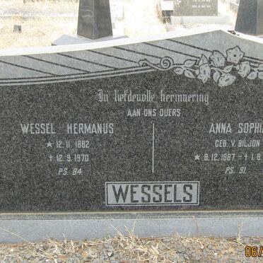 WESSELS Wessel Hermanus 1882-1970 &amp; Anna Sophia V.  BILJON 1887-1970
