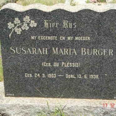 BURGER Susarah Maria née DU PLESSIS 1903-1938