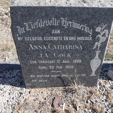 COCK Johannes Frederik, la 1885-1965 &amp; Anna Catharina KRUGER 1888-1950