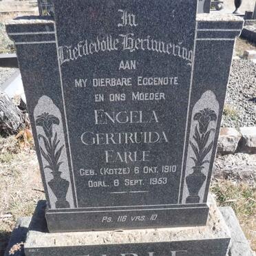 EARLE Engela Gertruida nee KOTZE 1910-1953