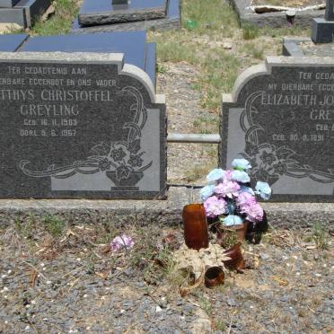 GREYLING Matthys Christoffel 1903-1967 &amp; Elizabeth Johanna Cecilia BRITS 1891-1963