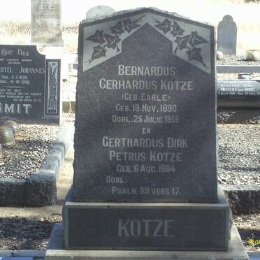 KOTZE Gerthardus Dirk Petrus 1884- :: KOTZE Bernardus Gerhardus nee EARLE 1890-1955