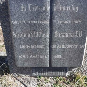 LEIBBRANDT Nicolaas Willem 1887-1948 &amp; Susanna J.P. VAN BILJON 1988-
