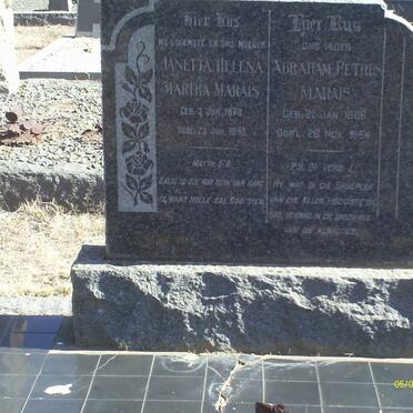 MARAIS Abraham Petrus 1886-1964 &amp; Janetta Helena Martha 1878-1945