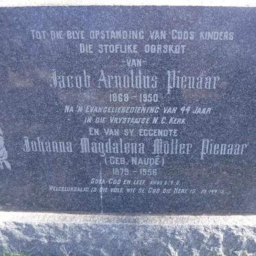 PIENAAR Jacob Arnoldus 1868-1950 &amp; Johanna Magdalena Möller NAUDE 1879-1956