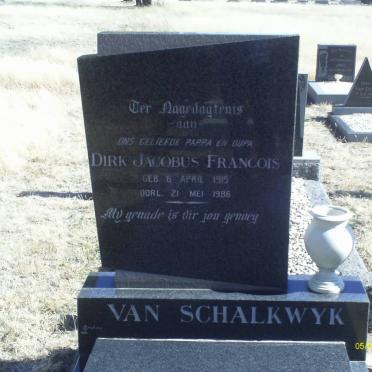 SCHALKWYK Dirk Jacobus Francois, van 1915-1986
