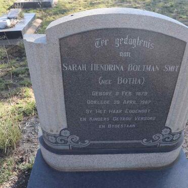 SMIT Sarah Hendrina Boltman nee BOTHA 1879-1967