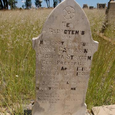 STRYDOM Anna Catharina Magrieta nee PRETORIUS 1910-1930