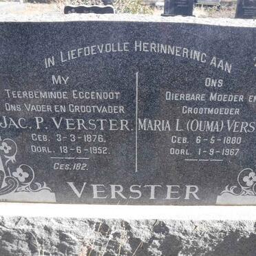 VERSTER Jac. P. 1876-1952 &amp; Maria L. 1880-1967