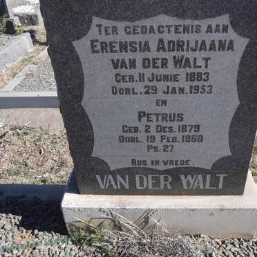 WALT Petrus, van der 1879-1960 &amp; Erensia Adrijaana 1883-1953