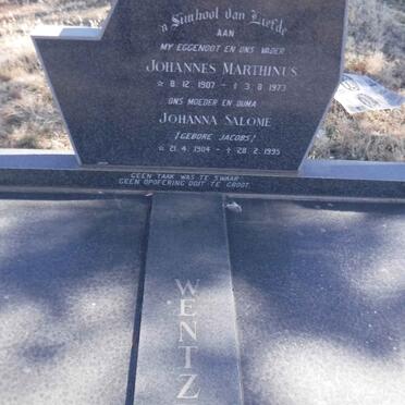 WENTZEL Johannes Marthinus 1907-1973 &amp; Johanna Salome JACOBS 1904-1995