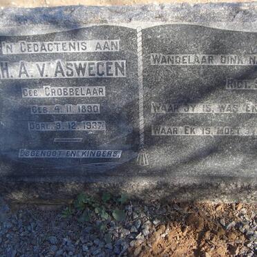 ASWEGEN H.A., v. nee GROBBELAAR 1890-1937