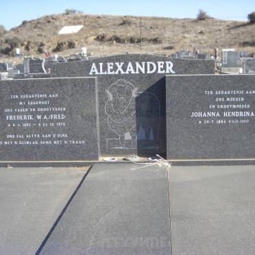 ALEXANDER Frederik W.A. 1892-1976 &amp; Johanna Hendrina 1894-1990