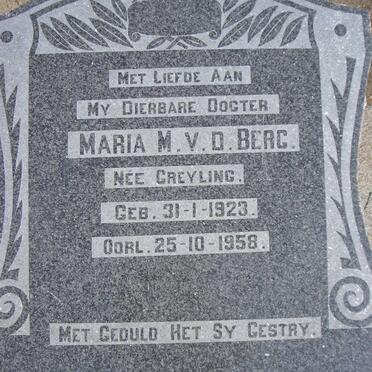 BERG Maria M., v.d. nee GREYLING 1923-1958