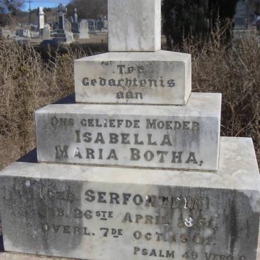 BOTHA Isabella Maria nee SERFONTEIN 1854-1901