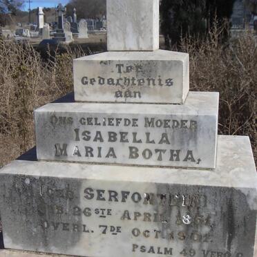 BOTHA Isabella Maria nee SERFONTEIN 1854-1901