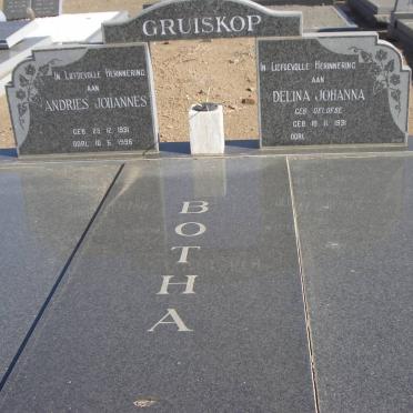 BOTHA Andries Johannes 1931-1996 &amp; Delina Johanna OELOFSE 1931-