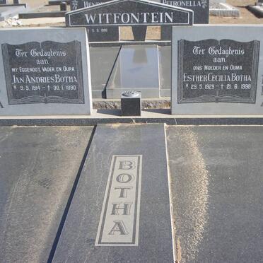 BOTHA Jan Andries 1914-1990 &amp; Esther Cecilia 1929-1998