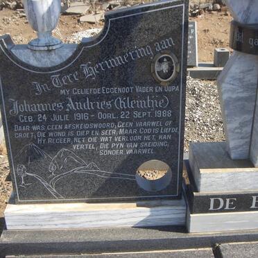 BEER Johannes Andries, de 1916-1988 &amp; Elizabeth Johanna 1918-1993 