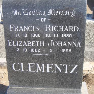 CLEMENTZ Francis Richard 1880-1980 &amp; Eizabeth Johanna 1882-1965