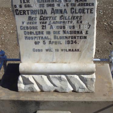 CLOETE Francois Cilliers 1954-1994 :: CLOETE Gertruida Anna CILLIERS 1897-1934 