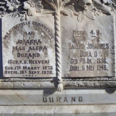 DURAND Barend Johannes 1856-1948 &amp; Johanna Magdalena V.D. HEEVER 1875-1926