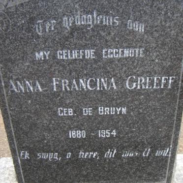GREEFF Anna Francina nee DE BRUYN 1880-1954