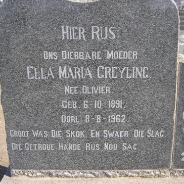 GREYLING Ella Maria nee OLIVIER 1891-1962