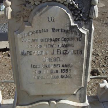 GRIESEL Margaretha J. Elizabeth nee GROBBELAAR 1886-1938