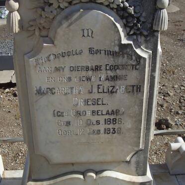 GRIESEL Margaretha J. Elizabeth nee GROBBELAAR 1886-1938
