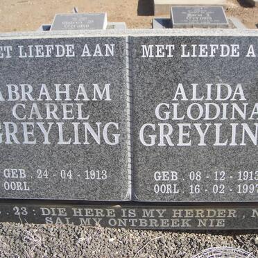 GREYLING Abraham Carel 1913- &amp; Alida Glodina 1913-1997
