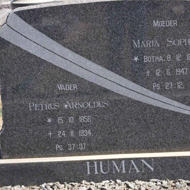 HUMAN Petrus Arnoldus 1856-1934 &amp; Maria Sophia BOTHA 1872-1947