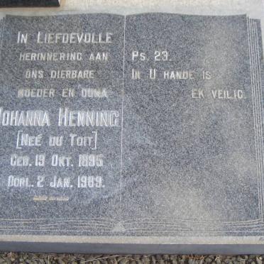 HENNING Johanna nee DU TOIT 1895-1989