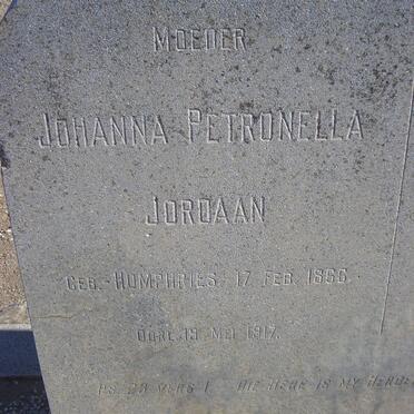 JORDAAN Johanna Petronella nee HUMPRIES 1866-1917