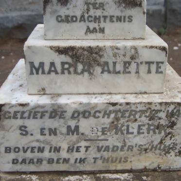 KLERK Maria Alette, de ?