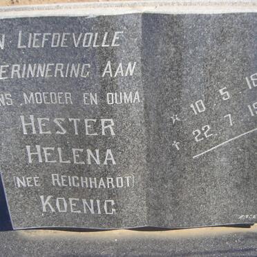 KOENIG Hester Helena nee REICHHARDT 1893-1981