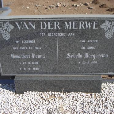 MERWE Douw Gert Brand, van der 1909-1985 &amp; Sebella Margaretha 1920-