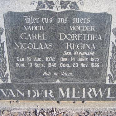 MERWE Carel Nicolaas, van der 1872-1949 &amp; Dorethea Regina KLEINHANS 1873-1955