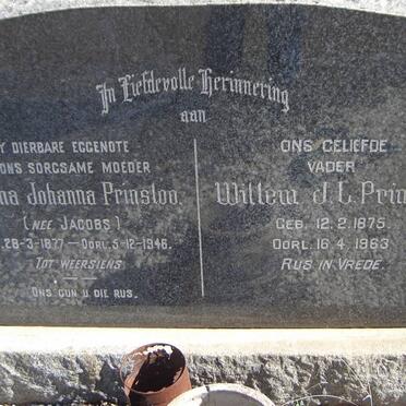PRINSLOO Willem J.L. 1875-1963 &amp; Gesina Johanna JACOBS 1877-1946